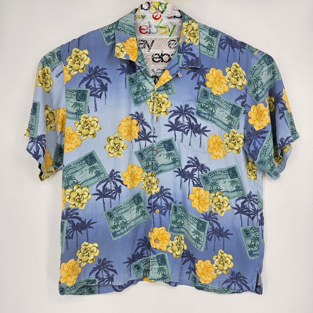 Tommy Bahama Shirt Mens XXL Silk Floral Button Up Short Sleeve Casual Postcard
